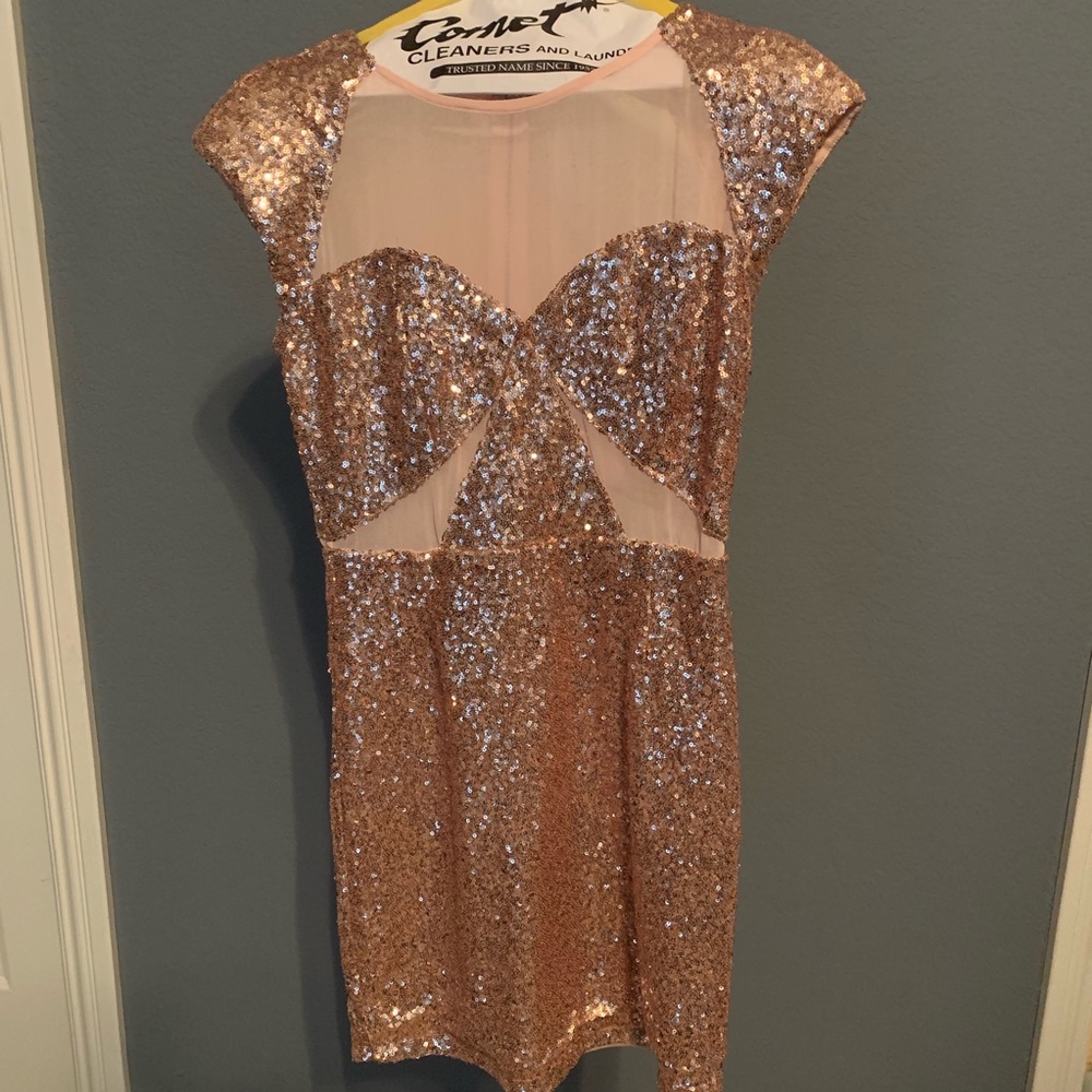 Rose gold sequin dress
